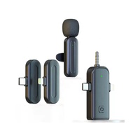Microphone Lavalier Sans Fil 2.4G à Réduction de Bruit, Double Micro Cravate avec Récepteur 3.5mm Type-C Lightning pour iPhone, Android et Appareil Photo