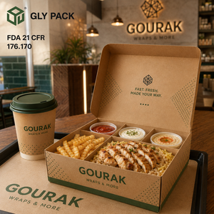 Boîte à <span class=keywords><strong>emporter</strong></span> personnalisée pour wraps shawarma avec compartiments pour frites, houmous et sauce, emballage alimentaire de qualité alimentaire - Product Image 4