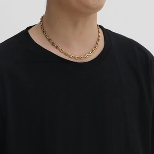 Cadena de 7 mm con diseño de nariz de cerdo, joyería hip hop con cadena de acero inoxidable, cadena cubana de grano de café, collar de moda Tanjing Lijing - Product Image 4