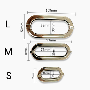 Poignée ovale en fer robuste avec œillets en métal argenté mat pour sacs à main et boîtes de rangement 88mm/75mm - Product Image 2