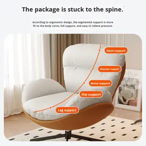 Ghế Sofa Đơn Thiết Kế Cao Cấp, Ghế Xoay Thư Giãn Hiện Đại, Nội Thất Nhà Ở, Phòng Khách, Ban Công, Phong Cách Wabi-Sabi, Chất Liệu Microfiber - Product Image 5