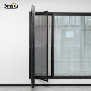 Fenêtre en verre aluminium noir de la série Designer avec panneau décoratif orange, profil fin pour maison de luxe - Product Image 2
