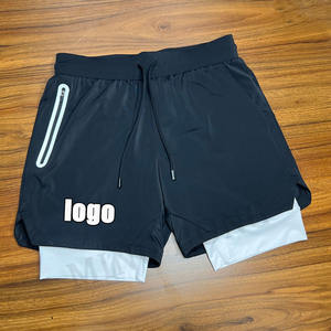 Short de sport 2 en 1 à séchage rapide personnalisé d'usine Short de sport double couche avec logo imprimé pour hommes - Product Image 1