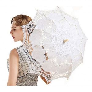 Parasol de mariage victorien en dentelle, fait main, couleur bambou naturel, grand format, 48 cm, bambou et dentelle de coton - Product Image 6