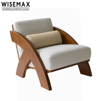WISEMAX FURNITURE Canapé simple nordique Boucle blanche Tissu laine d'agneau Accoudoir en bois massif Chaise de loisirs Un siège pour une utilisation en appartement