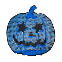 Usine personnalisée Halloween citrouille en gros grand paillettes transfert de chaleur Sequin brodé Patch fer sur patchs pour vêtements
