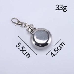 Hot Selling Stainless Steel Portable Whiskey Hip Flask 1Oz Round Keychain <b>Wine</b> Flask for Whiskey Alcohol Liquor Blank Bottle - Product Image 4