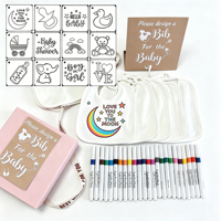 46-teiliges Babyparty-Spielset mit weißen Lätzchen, inklusive 10 DIY Blanko-Lätzchen, Marker, Schablonen und Party-Dekorationszubehör