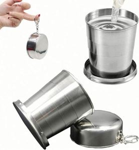 Gobelet pliable en acier inoxydable, gobelet à eau portable, gobelets télescopiques rétractables pour les voyages en plein air avec porte-clés - Product Image 4
