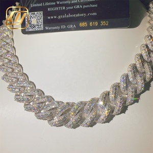 VVS Moissanite Diamond Pass Diamond Tester Hip Hop Jewelry Sterling Silver 925 Hip Hop 18MM <b>Iced</b> <b>Out</b> Cuban Link <b>Chain</b> Necklace - Product Image 6