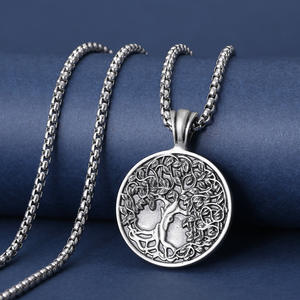 Collar con colgante de árbol de la vida de plata antigua, joyería de lata, nuevo tipo, fundición de joyería - Product Image 2