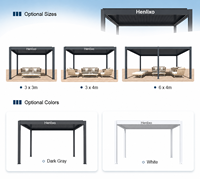 Pergola à lames orientables en aluminium, conforme aux exigences HOA, prête à l'emploi, taille personnalisée, étanche, résistante au vent et à la neige, avec éclairage LED pour jardin