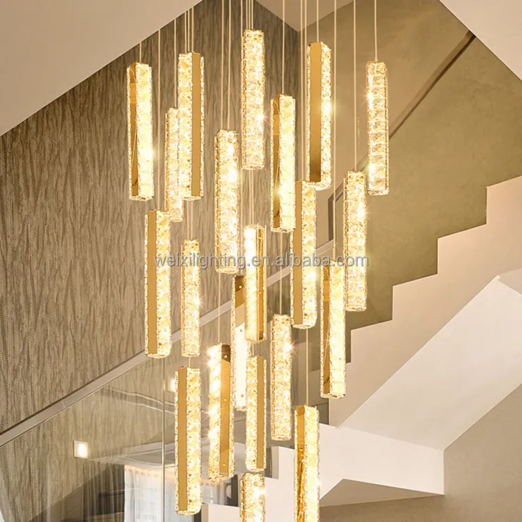 9k Good Quality Decoration Hotel Lobby Staircase Villa LED Modern Ring Crystal Chandelier