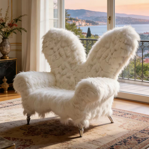 Fauteuil club moelleux à dossier haut en laine, confortable et doux, pour salon, décoration intérieure et <span class=keywords><strong>boutique</strong></span> - Product Image 6