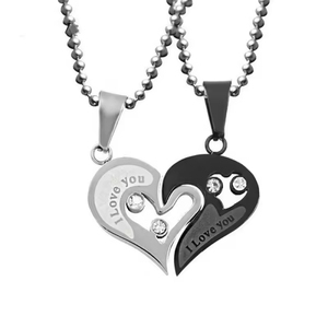 Collar con Colgante de Acero Inoxidable Creativo de Corazón a Corazón, Collar de Amor con Corazón de Durazno Empalmado para Hombres y Mujeres, Accesorio de Moda - Product Image 2