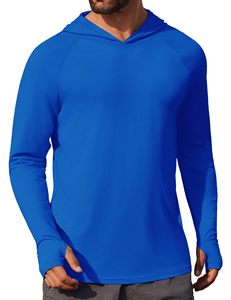 Camisas Rash Guard de manga regular con cuello redondo para hombre, camisas con capucha de protección solar de manga larga, camisas ligeras de pesca de secado rápido - Product Image 2