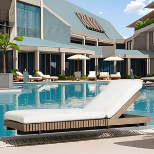 مقعد واحد تصميم فاخر الألومنيوم الشاطئ المتسكع الشمس في الهواء الطلق بجانب المسبح أثاث خشب الساج لمستودع الطعام استخدام النسيج المتين - Product Image 3