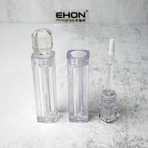 Diamond Cap <b>Clear</b> Empty Lip Glaze Bottle As Transparent Lip <b>Gloss</b> Tube Screw Cap Cosmetic Packaging Hot Stamped Silk Screen - Product Image 1