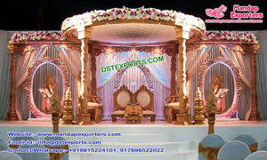Couronne de mariage traditionnelle gujaratienne, mandap en bois, magnifique mandap sur le thème de Bajirao Mastani, mandap de mariage indien, vedika mandap, États-Unis - Product Image 3