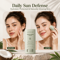 Stick solaire SPF 50 transparent OEM ODM à large spectre, application sans contact, résistant à l'eau, pour les sports de plein air et les voyages