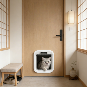 USMILEPET プラスチック製自動ペットドア スマートペットドア（カメラ付き）、自動ロックペットフラップ（猫・犬用）、ペットゲート（ドア用ペット出入り口） - Product Image 3