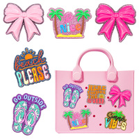 Breloques en PVC détachables à faire soi-même, grande taille, ornements en caoutchouc souple, été, plage, brillant, nœud, palmiers, tongs, décoration de sac