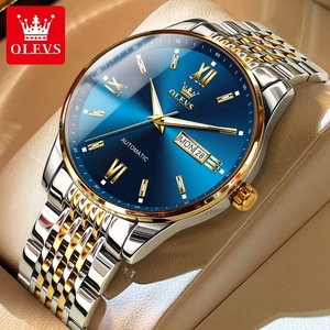 OLEVS 6777 montre sport étanche <span class=keywords><strong>calendrier</strong></span> <span class=keywords><strong>semaine</strong></span> mode hommes montres mécaniques affichage <span class=keywords><strong>en</strong></span> acier inoxydable montre automatique pour hommes or - Product Image 1