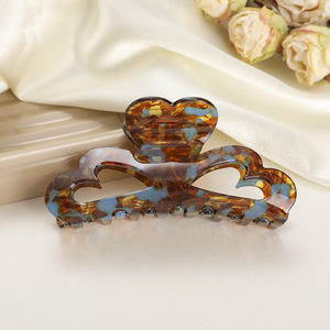 韩国可爱设计时尚焦糖色心形醋酸纤维小号迷你优雅日常使用发夹 - Product Image 4