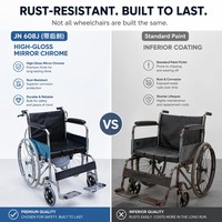 Fauteuil roulant manuel avec fonction de toilette, cadre en acier chromé, roue arrière pleine de 24 pouces, frein intégré, aide à la mobilité