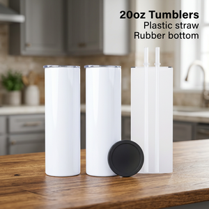 USA Stock 20oz Stainless Steel Vacuum Insulated Tumbler with Plastic Straw and Rubber Bottom - Product Image 2