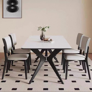Table à manger en bambou <span class=keywords><strong>OKAY</strong></span>, table de salle à manger moderne de luxe, cuisine, hôtel, plateau rectangulaire en pierre frittée blanche, extensible, <span class=keywords><strong>meubles</strong></span> pour la maison - Product Image 4