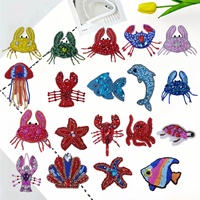 Nouvelles Appliques de Luxe en Forme de Crabe et de Crevette Brodées à la Main avec Perles et Paillettes pour Sacs, Coques de Téléphone, Chapeaux et Vêtements