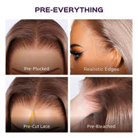 Perruques Megalook 13x6 Three-Go Champagne et Brun Ombré Colorées 6x5 Pré-attachées Sans Colle Ondulées (Loose Body Wave)
