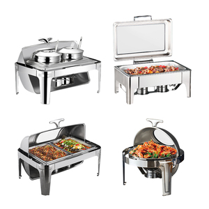 Juego de Calentadores de Comida Tipo Buffet de Acero Inoxidable de Lujo de 9L con Tapa Enrollable para Restaurantes, Servicios de Catering y Equipamiento para Buffet - Product Image 3