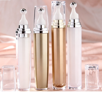 Flacon de crème pour les yeux à bille roulante de 20 ml, type pressoir pour huile essentielle, crème pour les yeux à bille roulante en acrylique pour massage, tube plat creux.