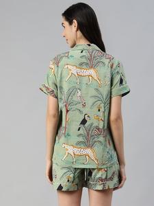 Premium Floral Cotton Pajama Set Handblock Print Sleepwear Women's Nightwear Solid Colour Wholesale Price Available - Product Image 4