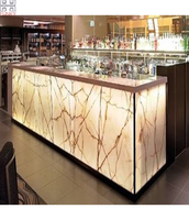 Comptoir de bar à vin en pierre artificielle au design rétro-éclairé charmant pour hôtel et salle de sport, mobilier commercial écologique