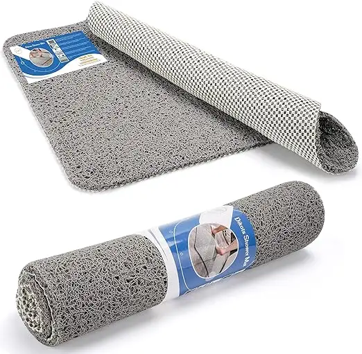 Alfombrilla de ducha de lufa de esquina para ducha interior antideslizante antimoho alfombrilla de baño de sector de PVC para áreas de ducha húmeda de baño