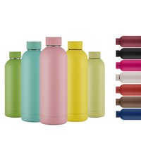 Bouteille d'eau en acier inoxydable avec peinture en caoutchouc souple 17OZ, flacon de sport à petite bouche pour lait 500ML