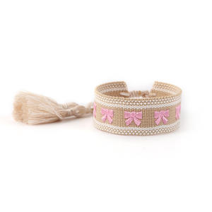 Factory Custom Bow Woven Freundschaft bänder Verstellbares geflochtenes Freundschaft armband mit Quasten - Product Image 6