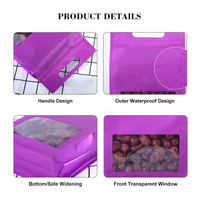 Pochette de scellage écologique à huit côtés à fond plat avec fenêtre à fermeture éclair Sacs d'emballage refermables plaqués aluminium Poignée thermoscellable
