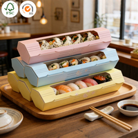 Boîtes à sushi personnalisées imprimées, écologiques, recyclables, imperméables, résistantes, en papier alimentaire, avec plateau intérieur personnalisé