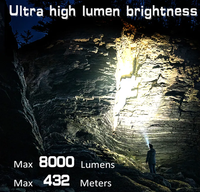 Lampe torche LED rechargeable puissante de 8000 lm pour l'extérieur, vente en gros 2024, 3*18650, portée de 400 m, super brillante, torche tactique