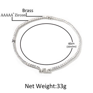 Mini collar de letras personalizado con nombre, dijes de iniciales, joyería de 4mm, cadena de tenis con nombre, joyas ostentosas - Product Image 2