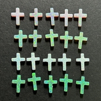 Perles de croix plates en opale de feu synthétique rose vert jaune bleu pour la fabrication de pendentifs de bijoux
