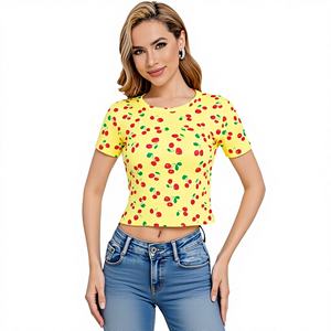 Camiseta de Verano para Mujer Comodo7, Linda, Corte Regular, Estampado Floral Geométrico, Manga Corta, Tela de Malla, Alta Calidad, Sexy - Product Image 1