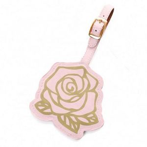 Étiquette de bagage en cuir PU en forme de rose personnalisée, très vendue, pour cadeaux - Product Image 4