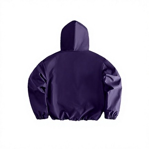 Blouson à capuche violet, coupe-vent, demi-zip, décontracté, couleur unie, en polyester, coupe régulière, pour l'automne - Product Image 2