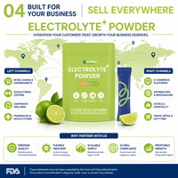 Poudre d'électrolytes pour boisson hydratante sans sucre, enrichie en vitamine C et complexe B, saveur citron et lime, en sachet individuel, pour sportifs, OEM, marque privée