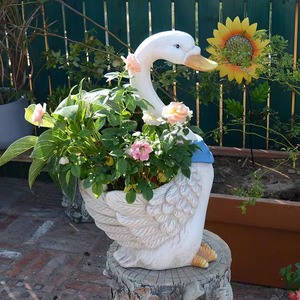 Statue de cygne peinte à la main décoration de pot de fleur pour <span class=keywords><strong>le</strong></span> <span class=keywords><strong>jardin</strong></span> extérieur nouveau planteur de <span class=keywords><strong>statuaire</strong></span> d'animal - Product Image 5